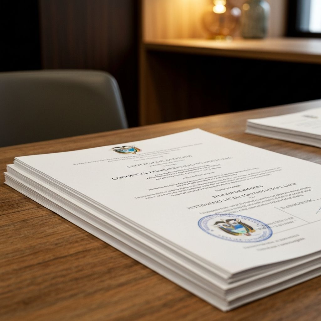 Documentos legales oficiales con sello institucional